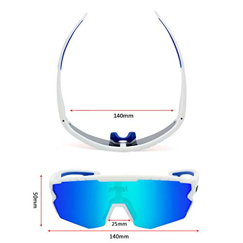 JEPOZRA Gafas Ciclismo Polarizadas, Gafas de Conducción de Medio Cuadro con 3 Lentes Intercambiables, Gafas de Protección UV para Montar Se Adapta al Esquí Correr Ciclismo,Deportes al Aire Libre