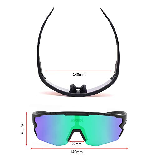 JEPOZRA Gafas Ciclismo Polarizadas, Gafas de Conducción de Medio Cuadro con 3 Lentes Intercambiables, Gafas de Protección UV para Montar Se Adapta al Esquí Correr Ciclismo,Deportes al Aire Libre