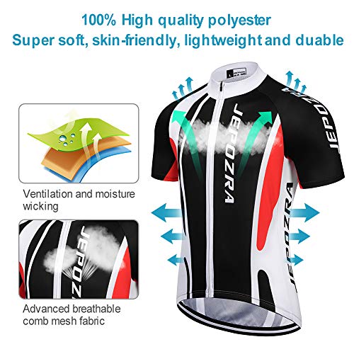 JEPOZRA Maillot Ciclismo Corto De Verano para Hombre, Respirable Secado Rápido Ciclo Jersey de Manga Corta + 4D Almohadilla De Gel Culote y para Bicicleta MTB Ciclista Bici