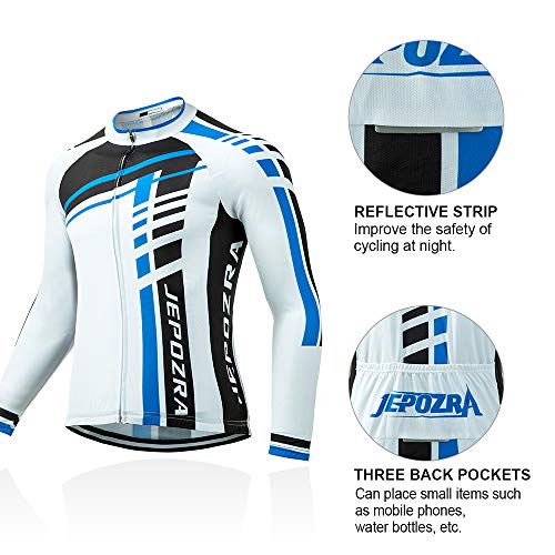 JEPOZRA Maillot Ciclismo Hombre Ropa Bicicleta Conjunto MTB Maillot Bici Manga Larga y Culotte Ciclista con Badana Gel