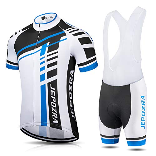 JEPOZRA Traje Ciclismo Hombre Verano Conjunto Bicicleta Ropa MTB Maillot Bici Manga Corta y Culotte Ciclista con Badana Gel