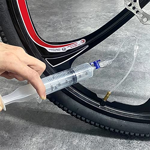 Jeringa para líquido Sellador Tubeless y Herramienta de Extracción de Válvulas Presta Jeringuilla Tubeless Antipinchazos Grande 60ml para Neumáticos sin Cámara de Bicicleta MTB para Sellante