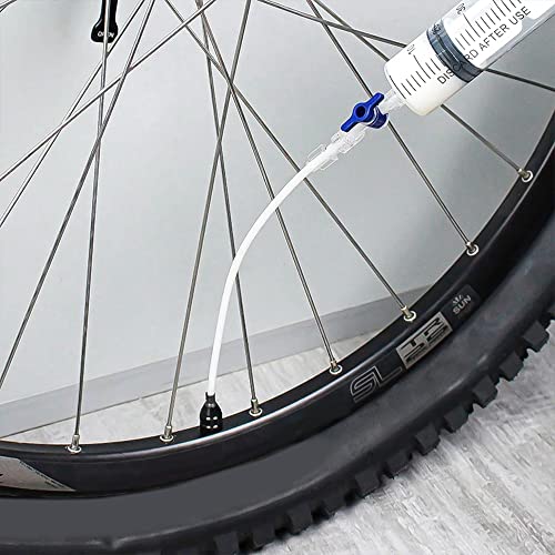 Jeringa para líquido Sellador Tubeless y Herramienta de Extracción de Válvulas Presta Jeringuilla Tubeless Antipinchazos Grande 60ml para Neumáticos sin Cámara de Bicicleta MTB para Sellante