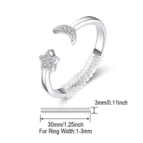 JewelryPalace Anillo Luna Estrella Anillos Mujer Plata Ajustables, Anillos Plata de ley 925 Mujer Oro, Anillos Niñas Ajustables Anillo Mujer Alianzas, Aniversario, Joyería Personalizada