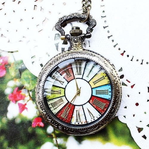 JewelryWe Reloj de bolsillo estilo retro rueda Roma Steampunk reloj de bolsillo parr mujer, colgante cadena de 78cm,Regalos para Navidad