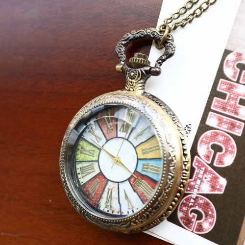 JewelryWe Reloj de bolsillo estilo retro rueda Roma Steampunk reloj de bolsillo parr mujer, colgante cadena de 78cm,Regalos para Navidad