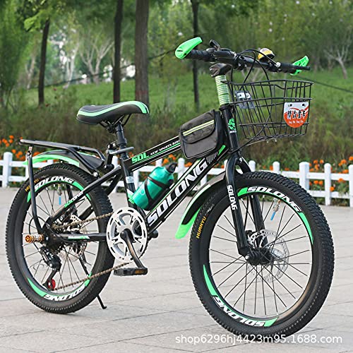 Jgrace Bicicletas para Niños 20/22/24 Pulgadas Bicicletas para Niños Y Niñas Velocidad Variable Bicicleta De Montaña para Niños Deportes Paseos Al Aire Libre Niños De 6 A 13 Años,Verde,22