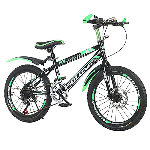 Jgrace Bicicletas para Niños 20/22/24 Pulgadas Bicicletas para Niños Y Niñas Velocidad Variable Bicicleta De Montaña para Niños Deportes Paseos Al Aire Libre Niños De 6 A 13 Años,Verde,22