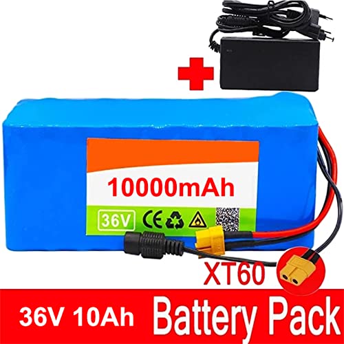 JHKGY Batería De Litio De 36V 10Ah /Paquete De Batería Ebike 10S4P De 36 V,Batería Ebike con Cargador 2A, Enchufe Xt60 Y BMS 20A,para 200W-500W Ebike Battery/Ebike Kit