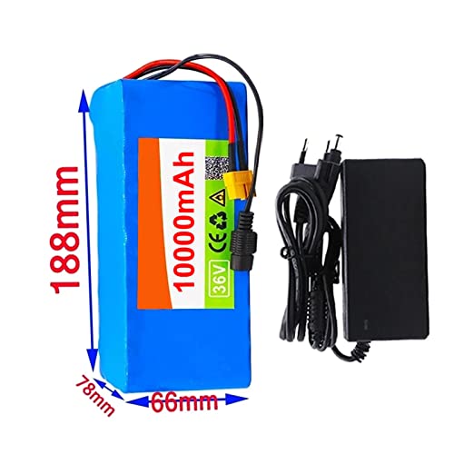 JHKGY Batería De Litio De 36V 10Ah /Paquete De Batería Ebike 10S4P De 36 V,Batería Ebike con Cargador 2A, Enchufe Xt60 Y BMS 20A,para 200W-500W Ebike Battery/Ebike Kit