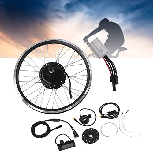 Jiawu Kit de Conversión de Bicicleta Eléctrica, Kit de Motor de Cubo de Rueda Trasera Resistente Al Agua de Alto Rendimiento Duradero, Rueda Trasera de 20 Pulgadas con Controlador para Bicicleta