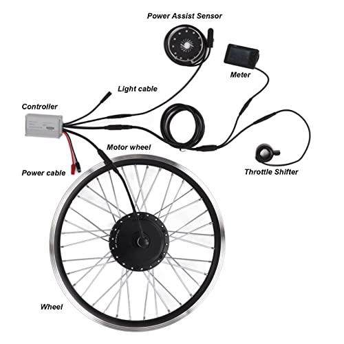 Jiawu Kit de Conversión de Bicicleta Eléctrica, Kit de Motor de Cubo de Rueda Trasera Resistente Al Agua de Alto Rendimiento Duradero, Rueda Trasera de 20 Pulgadas con Controlador para Bicicleta