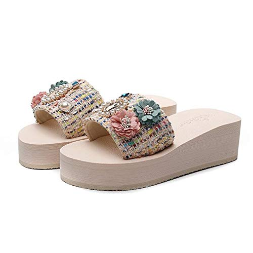 JIAYING Sandalias Sandalias,Verano Piel Punta Abierta Chanclas,Sandalias Mujer Verano, Aumento de diseño Alto, for Mujeres (Color : A, Size : US7/EU38/UK5/MX24/CN38)