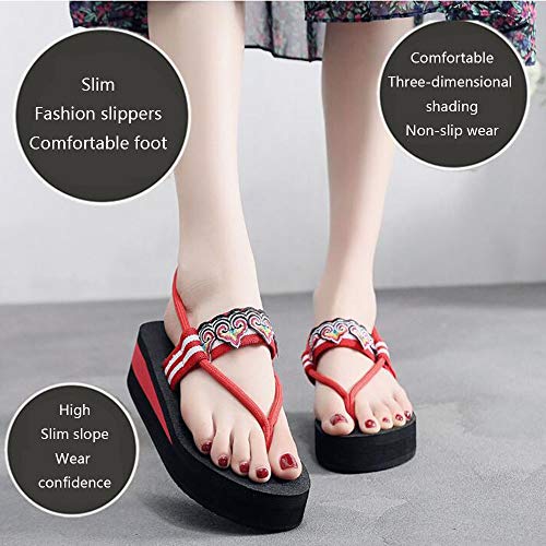 JIAYING Sandalias Verano Piel Punta Abierta Chanclas, Sandalias, Chanclas para, Elegantes y Hermosas, en 6 Tallas (Rojo, Negro) (Color : Red, Size : US7/EU38/UK5/MX24/CN38)