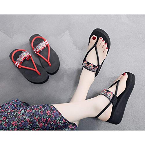 JIAYING Sandalias Verano Piel Punta Abierta Chanclas, Sandalias, Chanclas para, Elegantes y Hermosas, en 6 Tallas (Rojo, Negro) (Color : Red, Size : US7/EU38/UK5/MX24/CN38)