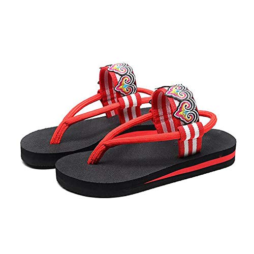 JIAYING Sandalias Verano Piel Punta Abierta Chanclas, Sandalias, Chanclas para, Elegantes y Hermosas, en 6 Tallas (Rojo, Negro) (Color : Red, Size : US7/EU38/UK5/MX24/CN38)