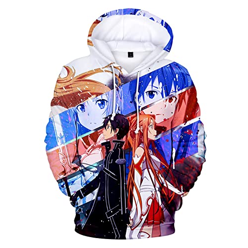 jiminhope Sudadera con Capucha Unisex Sword Art Online Anime Kirigaya Kazuto Cosplay de Dibujos Animados Jersey de Manga Larga Yuuki Asuna Personaje Impreso Sudadera Causal