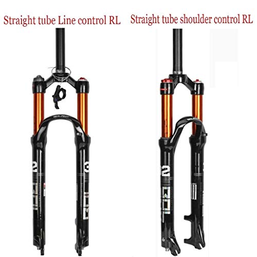 JINMEI Horquilla De Suspensión MTB para Ruedas De Bicicleta 26 27,5 29 Pulgadas, Negro, Cámara De Aire Doble, Control De Hombro, Bloqueo Remoto, Freno De Disco De 1-1/8"