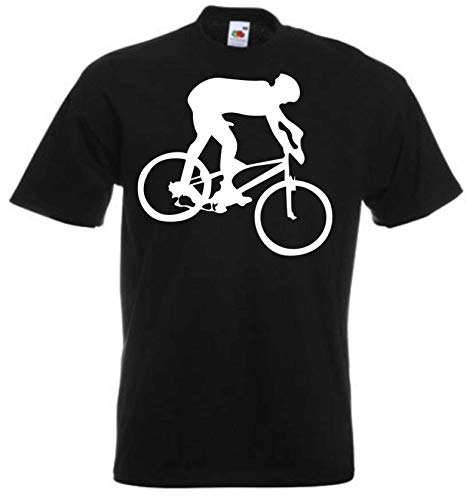 JINTORA Camiseta T-Shirt - Hombre Negro - Talla S - Ciclista de montaña - JDM/Die Cut - para Fiesta Carnaval Carnaval Laboral Deportes