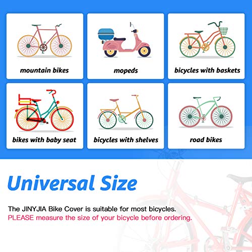 JINYJIA Fundas para Bicicletas, 190T Nylon Impermeable Funda Bicicleta, Exterior Cubierta Bicicleta Libre contra Lluvia/UV/Polvo/Nieve con Bolsa de Almacenamiento, 200 * 90 * 100cm - Negro