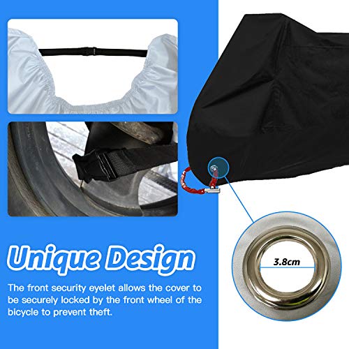 JINYJIA Fundas para Bicicletas, 190T Nylon Impermeable Funda Bicicleta, Exterior Cubierta Bicicleta Libre contra Lluvia/UV/Polvo/Nieve con Bolsa de Almacenamiento, 200 * 90 * 100cm - Negro