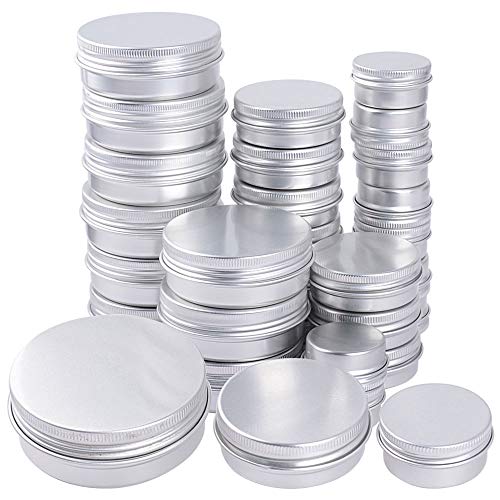 JNCH 30pcs Latas de Aluminio Vacías (15ml, 30ml, 60ml) Contenedor de Cosméticos Redondo Tarros Vacíos Pequeños Bote Cierre Roscado para Crema Bálsamo Labial Aceite Viajes Almacenamiento Vela Jabon
