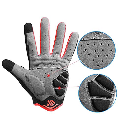 JOGVELO Guantes Ciclismo, Guantes MTB Cortos con 5MM Gel Almohadilla de Bici Verano para Hombre (Rojo, L)