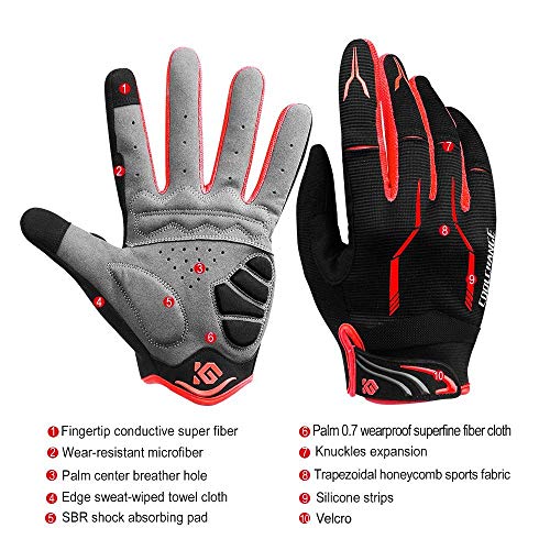 JOGVELO Guantes Ciclismo, Guantes MTB Cortos con 5MM Gel Almohadilla de Bici Verano para Hombre (Rojo, L)