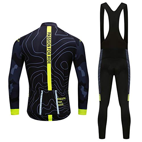 JOGVELO Maillot Ciclismo, Ropa Ciclismo Conjunto Hombre Jersey + Culotes Ciclismo Invierno Vellón Térmico Reflectante, M