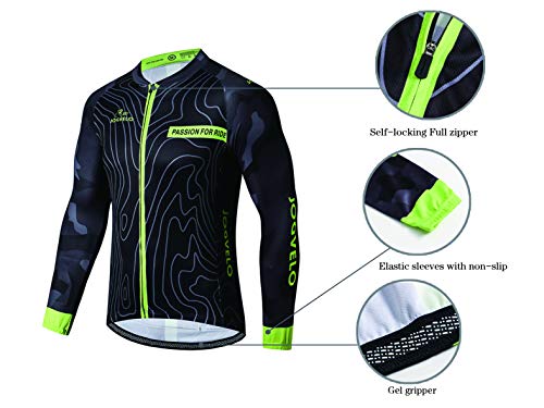 JOGVELO Maillot Ciclismo, Ropa Ciclismo Conjunto Hombre Mangas Largas Jersey + Culotes Ciclismo Reflectante Transpirable, XL