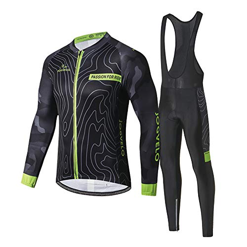 JOGVELO Maillot Ciclismo, Ropa Ciclismo Conjunto Hombre Mangas Largas Jersey + Culotes Ciclismo Reflectante Transpirable, XL