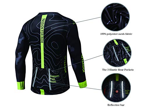 JOGVELO Maillot Ciclismo, Ropa Ciclismo Conjunto Hombre Mangas Largas Jersey + Culotes Ciclismo Reflectante Transpirable, XL