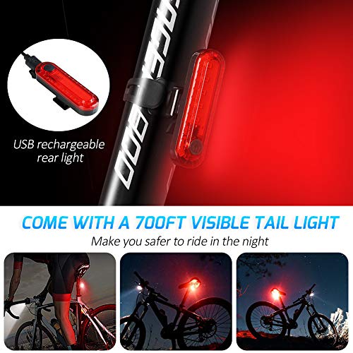 jojobnj Luz Bicicleta Recargable USB,Luz Bicicleta Delantera y Luz Trasera Bicicleta,Impermeable LED Luz Bicicleta Set 800 Lúmenes,Luz Bicicleta para Carretera y Montaña-Seguridad para la Noche