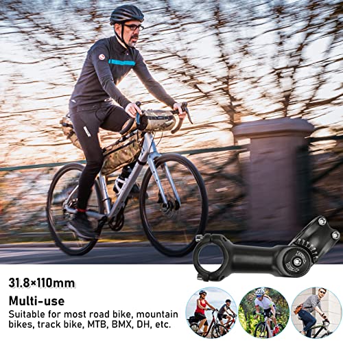 JOLIGAEA 31.8mm Vástago de Manillar para Bicicletas, ±60°/110mm, Aleación de Aluminio, Ajustable Potencia Elevador de Manillar Potencia para Bicicleta de montaña, Bicicleta de Carretera, BMX, MTB