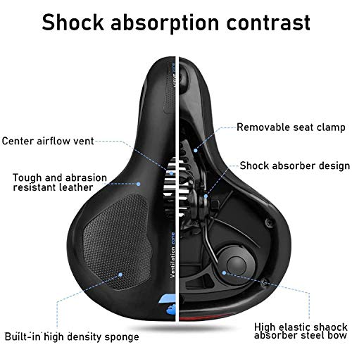 JOLIGAEA Sillín Bicicleta,Sillín de Bicicleta de Cuero Espacioso Antideslizante,Asiento de Bicicleta Transpirable con Espuma de Memoria,para MTB/Bicicleta de Carretera/Bicicleta Urbana