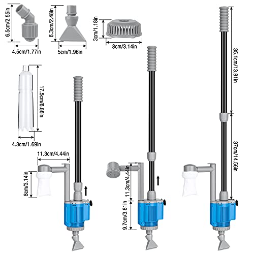 Jooheli Aspiradora eléctrica para acuario, limpiador de grava para acuarios, algas y grava, limpieza de suciedad y cambio de agua, bomba Gravel Cleaner (28 W)