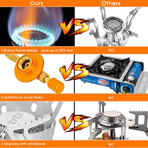 Jooheli Mini Estufa Portatil de Camping Quemador Estufa de Gas al Aire Libre Picnic Quemador de Gas Plegable Camping de Campaña Metal Anti Viento Estufa de Camping al Aire Libre Senderismo