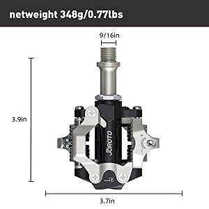 JOROTO Pedales MTB 9/16"Pedales Bicicleta montaña Clip en Pedales SPD Cleats Incluido Adecuado para Spin Bike Bicicleta Ejercicio Bicicleta Interior