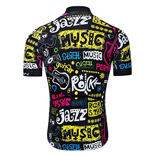 JPOJPO Maillot de manga corta para hombre, con 3 bolsillos traseros, camiseta de ciclismo con cremallera completa, Calavera 15, X-Large