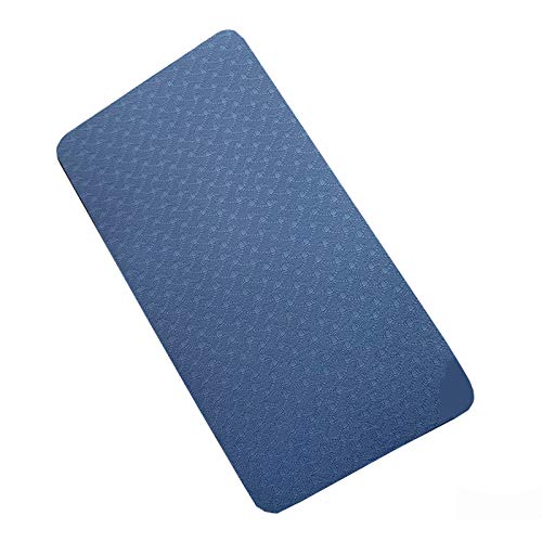 Juego de 2 esterillas antideslizantes de TPE para yoga, fitness, supergruesas, para entrenamiento saludable, estómago, rodillas, apoyo plano, almohadilla gruesa, color azul