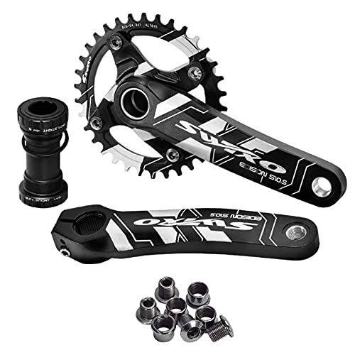 Juego De Bielas De 170 Mm 104BCD Juego De Platos Y Bielas De Bicicleta MTB 32T 34T 36T 38T Juego De Bielas De Una Sola Velocidad para 9-11 Velocidades 32T /Rojo