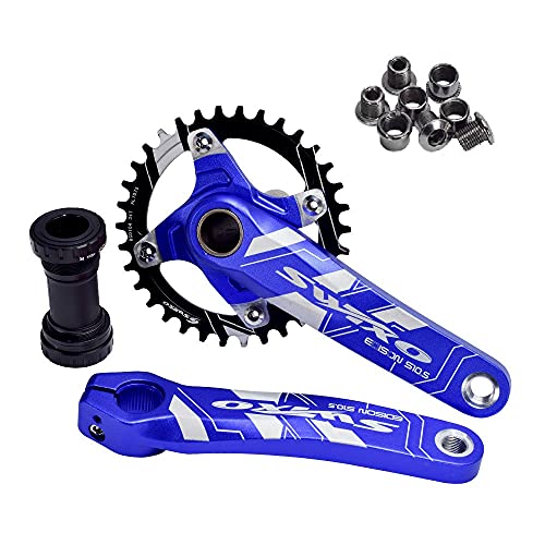 Juego De Bielas De 170 Mm 104BCD Juego De Platos Y Bielas De Bicicleta MTB 32T 34T 36T 38T Juego De Bielas De Una Sola Velocidad para 9-11 Velocidades 32T /Rojo