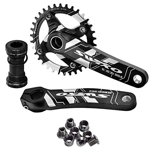 Juego De Bielas De 170 Mm 104BCD Juego De Platos Y Bielas De Bicicleta MTB 32T 34T 36T 38T Juego De Bielas De Una Sola Velocidad para 9-11 Velocidades 32T /Rojo