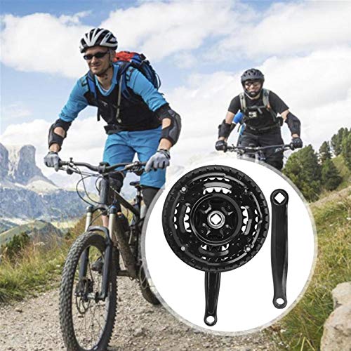 Juego de bielas de bicicleta de montaña de velocidad variable, bielas de acero de alto carbono 24-34-42T con cubierta de cadenas para bicicleta de carretera de bicicleta de montaña de velocidad variab