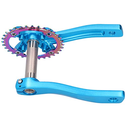 Juego de bielas para Bicicleta, bielas MTB de aleación de Aluminio 170 mm 104 BCD Juego de bielas para Bicicleta de montaña 34T de una Sola Velocidad con Soporte Inferior (Azul)