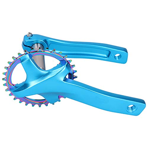 Juego de bielas para Bicicleta, bielas MTB de aleación de Aluminio 170 mm 104 BCD Juego de bielas para Bicicleta de montaña 34T de una Sola Velocidad con Soporte Inferior (Azul)