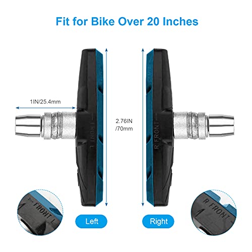 Juego de Pastillas de Freno de Bicicleta,APKLVSR 3 Pares de Zapatos de Bloques de Freno en V de Bicicleta de montaña de Carretera con Tuerca Hexagonal y cuñas, sin Ruido, sin Deslizamiento, 70 mm