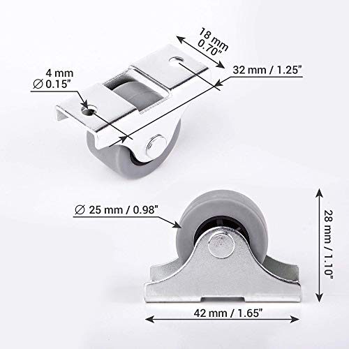 Juego de ruedas giratorias, rueda compuesta por dos partes, ruedas de goma y plástico, con placa metálica, ruedas para mobiliario, electrodomésticos y pequeños equipos, ruedas pequeñas de 25 mm