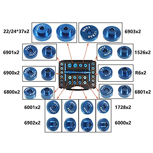 Juego Prensa Cojinetes de Ciclo, Universales Juego Instalación Cojinetes de Cubo/Ruedas con Estuche, Herramienta Montaje Cubo Cojinete Punto Inflexión Marco Cola Suave de Bicicleta