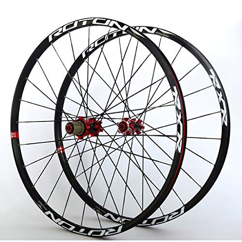 Juego Ruedas MTB 26 27.5 29" Bicicleta Delantera Y Rueda Trasera Llantas Aleación Doble Pared Bujes Carbono 24H QR Freno Disco Rodamiento Sellado NBK Para Casete 7-11S ( Color : Black , Size : 26" )